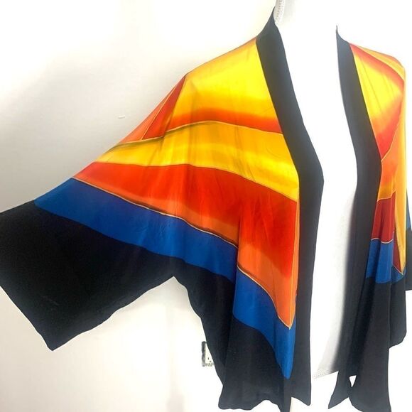 Vintage Silk Art to Wear Retro 70’s Geometric Kabuki Jacket - Picture 2 of 15